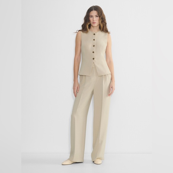 Aritzia Pants - ARITZIA WILFRED Effortless Pant Size 6 Heather Oat Wide Leg High Rise NWOT